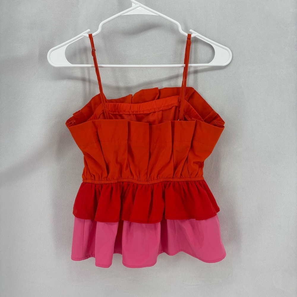 TCEC Colorblock Ruffled Tank Top in Orange and Pink - Picture 3 of 9